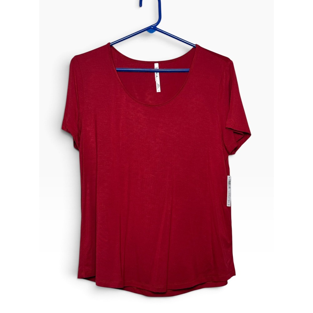 Soma Cool Nights Pajama Top Short Sleeve Red Scoop Neck Medium NEW!